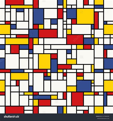 Seamless Abstract Mosaic Pattern Mondrian Emulation Stock Vector