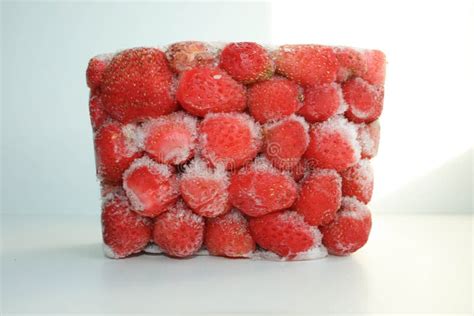 Strawberry Frozen In A Container Stock Image Image Of Sweet Tasty