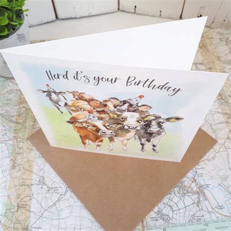 Herd It S Your Birthday Greetings Card Cow Birthday Card Etsy