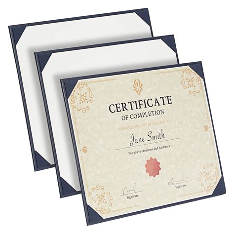 Pack Navy Blue Certificate Holders With Stand Single Sided Document