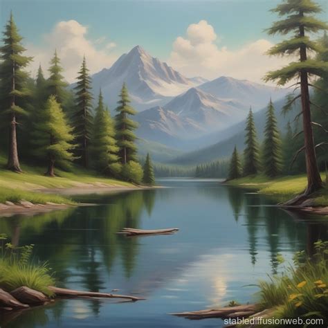 Oil Painting Loading Screen Lake Stable Diffusion Online