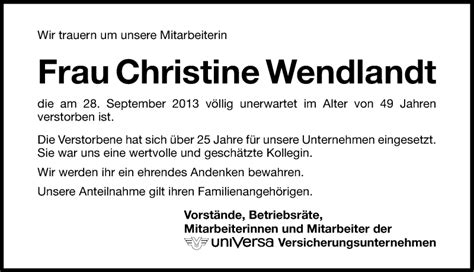 Traueranzeigen Von Christine Wendlandt Trauer Nn De