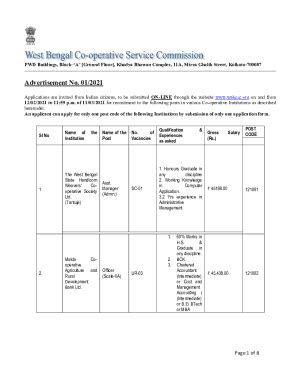 Fillable Online West Bengal Co Operative Service Commission Admit