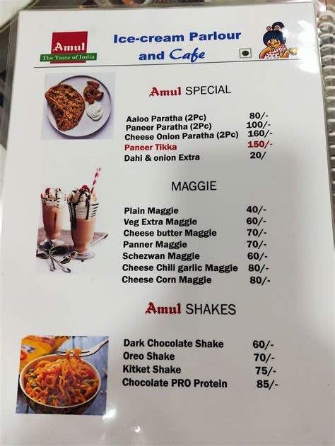 Menu At Amul Ice Cream Parlour Cafe And Store Dewas