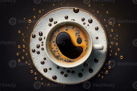 Drops Of Coffee Splashing In A Cup Top View Illustration 23940129 Stock