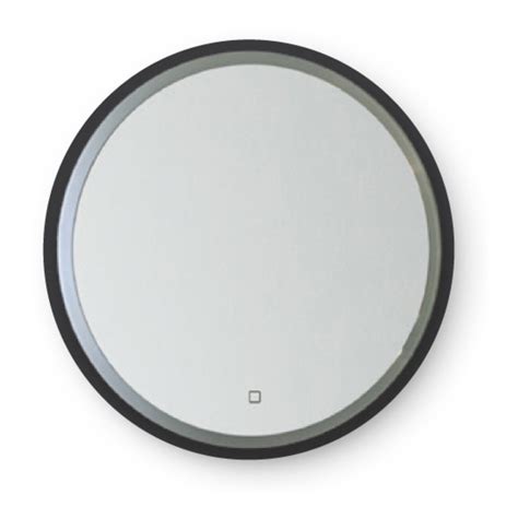 600 Round Broadway Mirror Black With Led Lighting And Demister Tile Depot