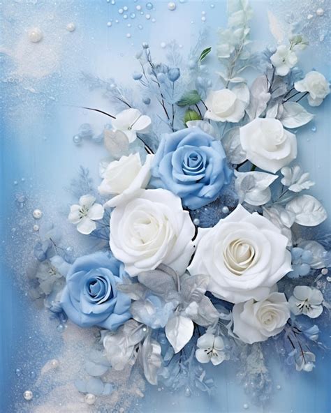 Premium Photo Blue Roses And White Flowers Frame