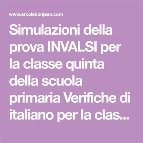 Simulazioni Della Prova INVALSI Per La Classe Quinta Della Scuola