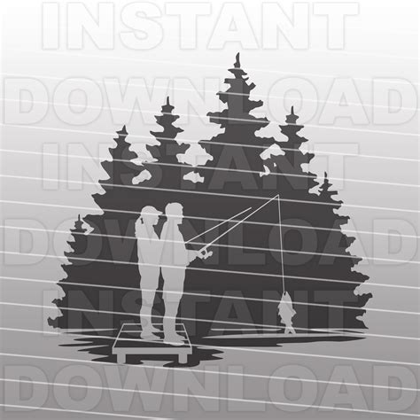 Couple Fishing From A Dock SVG Filefishing Scene SVG Etsy