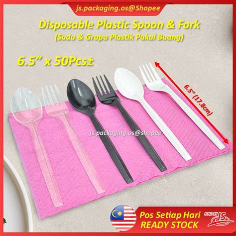 Disposable Plastic Cutlery Party Long Spoon Fork Pcs Sudu