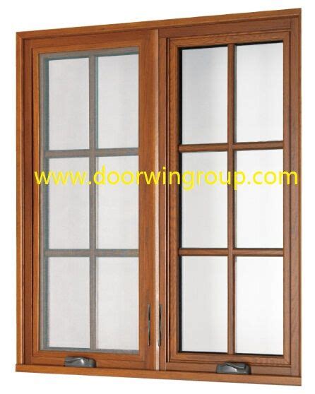 American Style Aluminum Wood Casement Windows Perfect Solid Red Oaken