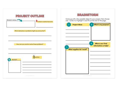 Student Project Planner, Project Planner for Kids, Project Planning Template for Assignments ...