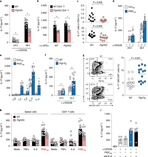 Plgf Is Required For Th Cell Generation A Elisa Showing Il