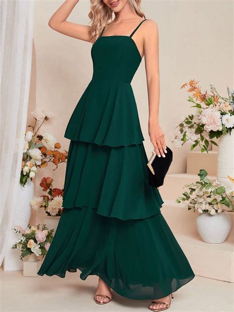 Dark Green Chiffon Bridesmaid Dress