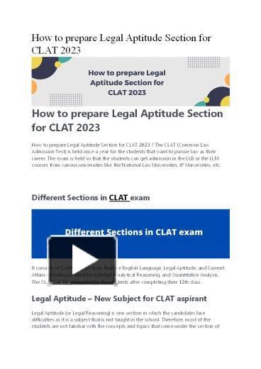 Ppt How To Prepare Legal Aptitude Section For Clat 2023 Powerpoint Presentation Free To