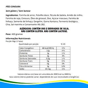 Calorias em 1 Porçoes Pão De Cenoura Farinha De Arroz E Fécula De