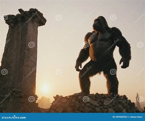 A Strong Gorilla King Kong Frightening Giant Monkey Stock Image