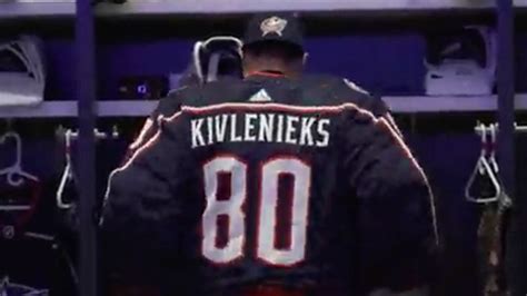 Elvis Merzlikins wore Matiss Kivlenieks' jersey for warm-ups and ...