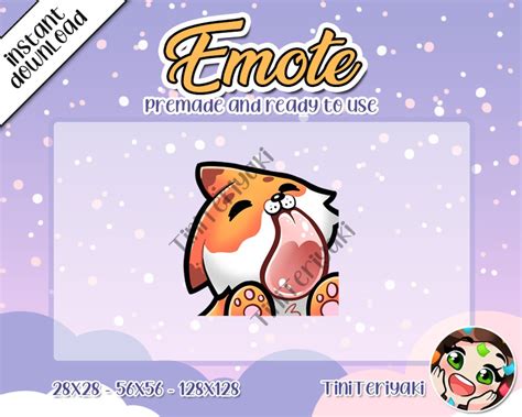 Cute Fox Lick Emote Tongue Kitsune For Twitch Discord And Many More Etsy