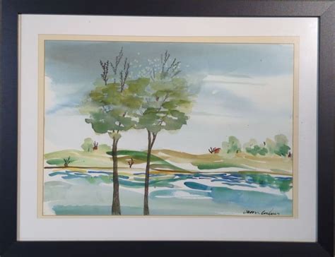 Original Watercolor In Manner Of David Hockney Auction