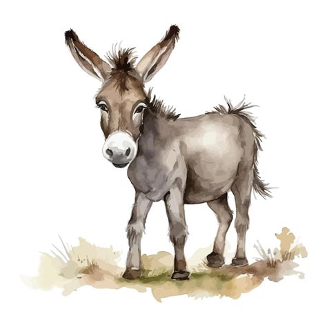 Desenho Animado De Um Burro Bonito Caminhando Em Estilo De Pintura A