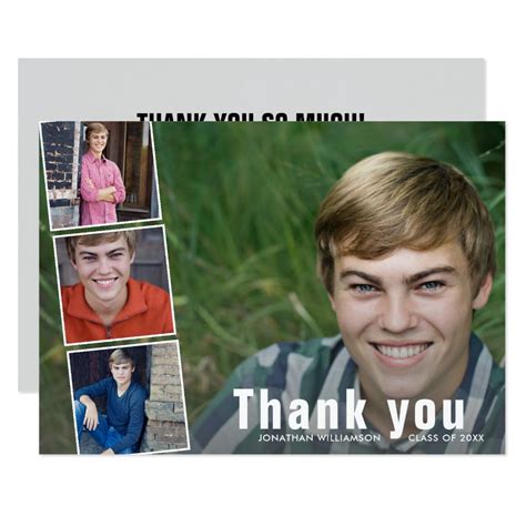 Modern Bold 4 Photo Collage Graduation Thank You Invitation Zazzle