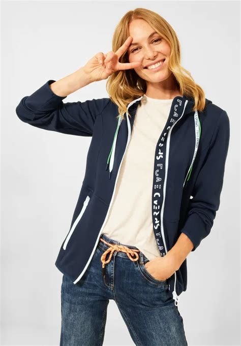 Cecil Sportliche Sweatjacke F R Damen In Blau Cecil