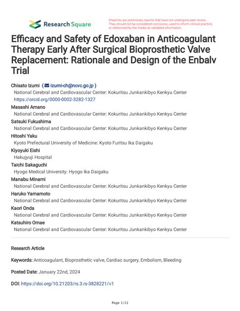 Pdf Efficacy And Safety Of Edoxaban In Anticoagulant Therapy Early