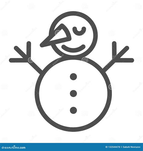 Snowman Line Icon Snow Vector Illustration Isolated On White Stock