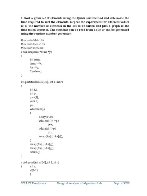 Design And Analysis Of Algorithms Lab Pdf Mathematical Relations Combinatorics