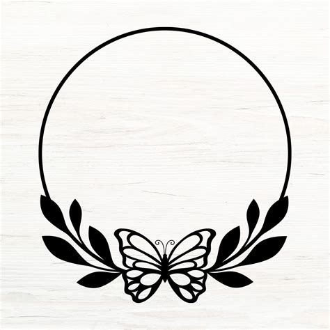 Butterfly Floral Wreath Svg Butterfly Svg Wreath Svg Floral Wreath Svg Circle Frame Svg Svg