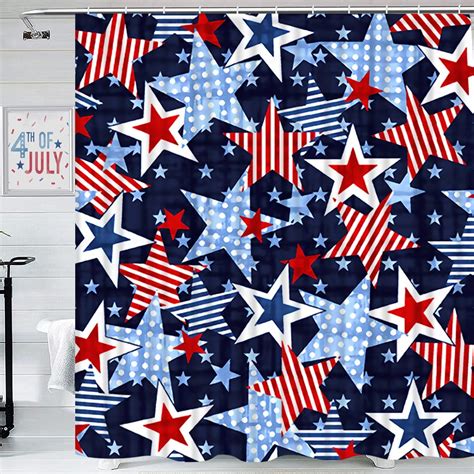 4th Of July Independence Day American Flag Stars Shower Curtain USA