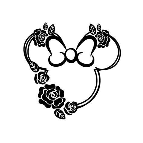 Pretty Floral Minnie Head Svg Disney Svg Minnie Svg Minni Inspire