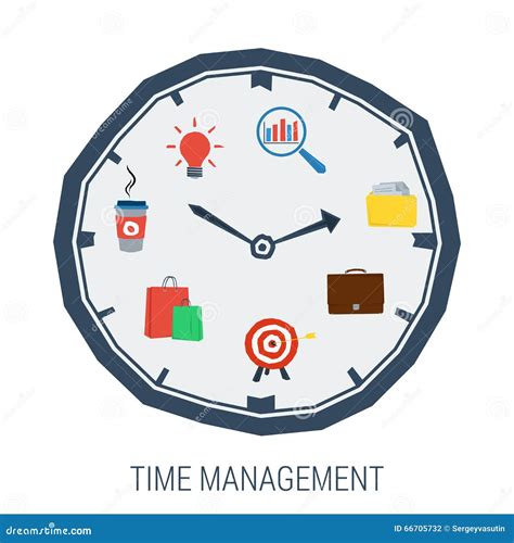 Clock With Elements Inside Concept Time Management Stock Illustration