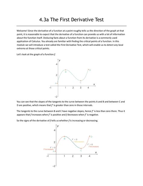 43a The First Derivative Test 4 The First Derivative Test Welcome Since The Derivative Of A