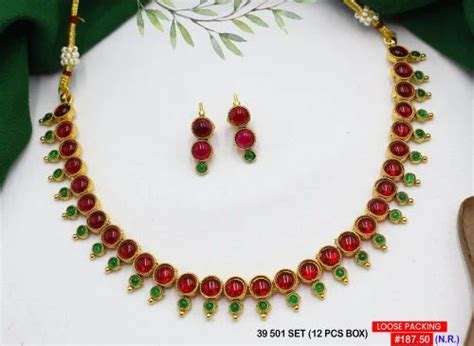 Brass Gold Matte Finish Stones Necklace Box Packing At Rs 185piece In Rajkot