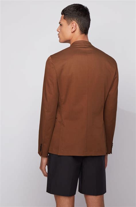 Boss By Hugo Boss Slim Fit Double Breasted Jacket In Stretch Cotton In Dark Brown Brown For