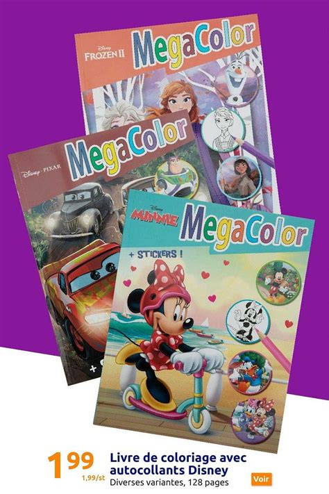 Promo Livre De Coloriage Avec Autocollants Disney Chez Action