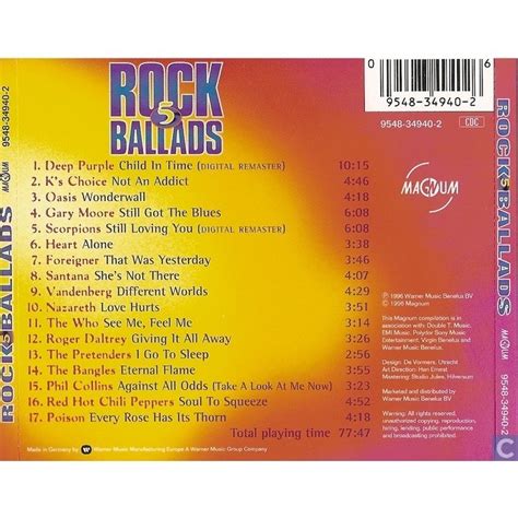 Rock ballads 5 by Nazareth / The Who / Scorpions / Roger Daltrey, CD ...