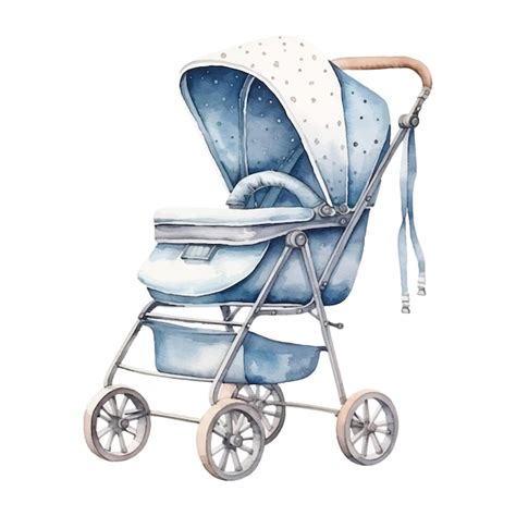 Premium Vector Watercolor Cute Baby Stroller On White Background