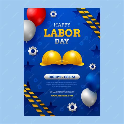 Free Vector Realistic Vertical Poster Template For Labor Day Celebration