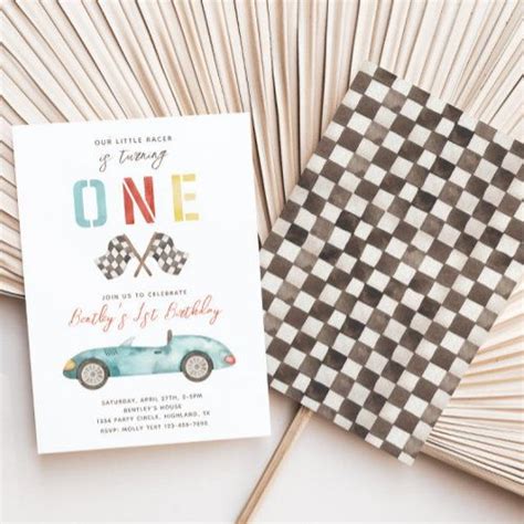 Fast One Birthday Invitation Racing Birthday Zazzle First