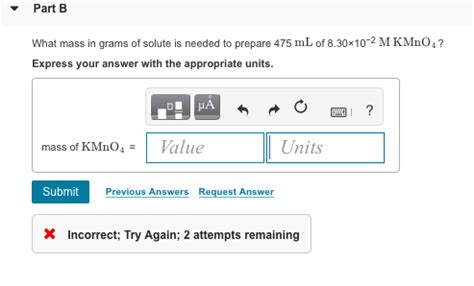 Solved Part B What Mass In Grams Of Solute Is Needed To Chegg