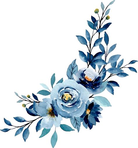 Blue Flower Bouquet With Watercolor For Background Wedding Fabric