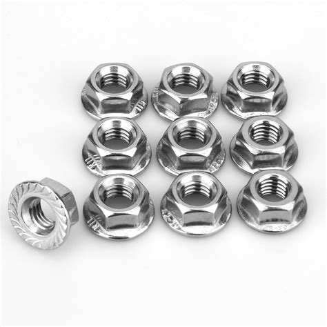 Pack M X Mm Serrated Flange Hex Lock Nuts Stainless Steel