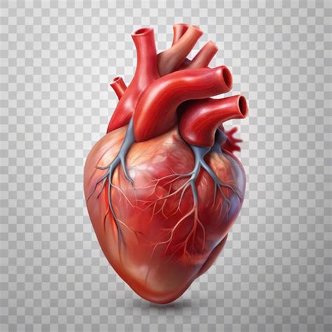 Realistic Human Heart Isolated On Transparent Background For Medical