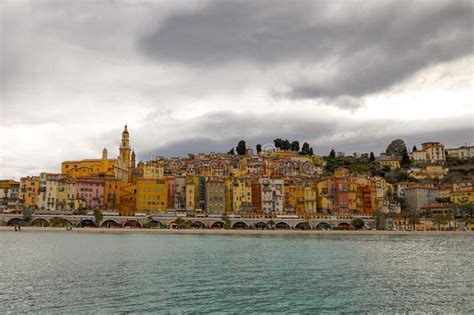 Old Town And Architecture Of Menton On The French Riviera During A