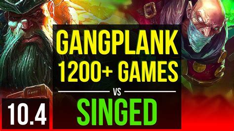 Gangplank Vs Singed Top 1200 Games Kda 703 Godlike Korea