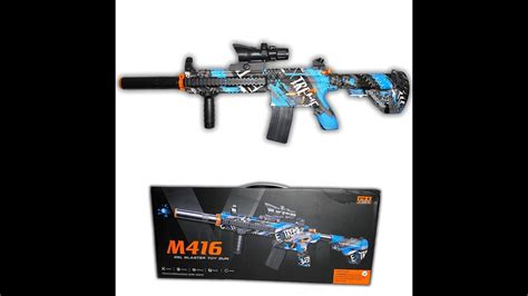 Unboxing Rifle Lanzador Hidrogel M416 Azul Automatico Recargable Gel