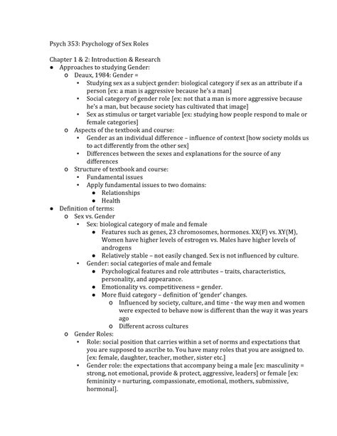 Psych 353 Sex Roles Ashley Dixon Psych 353 Psychology Of Sex